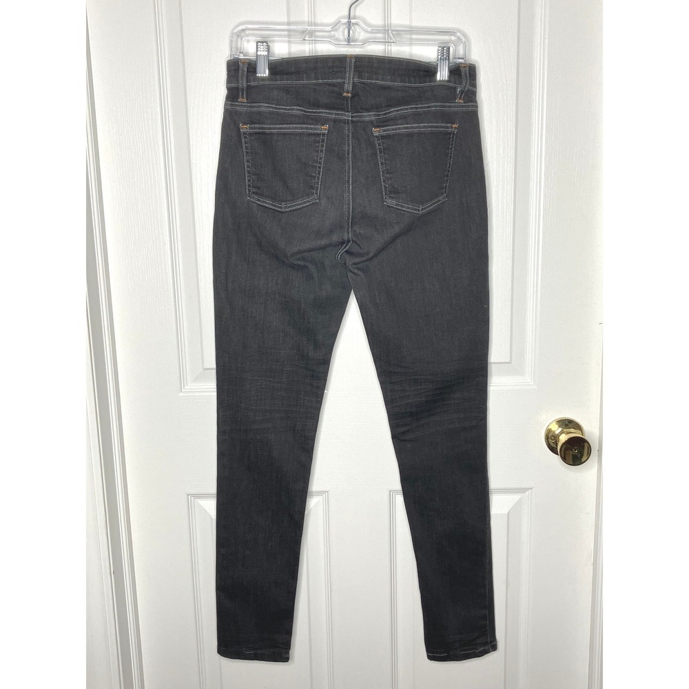 Eileen Fisher Black Denim Taper‎ Leg Jean Contrast Stitching Cotton Size 4 - Picture 2 of 5